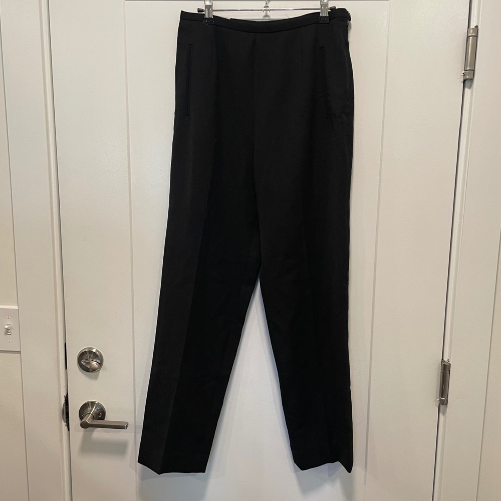 Bernard Zins Paris Black Wool Blend Trousers Made in France Straight Leg Size 10